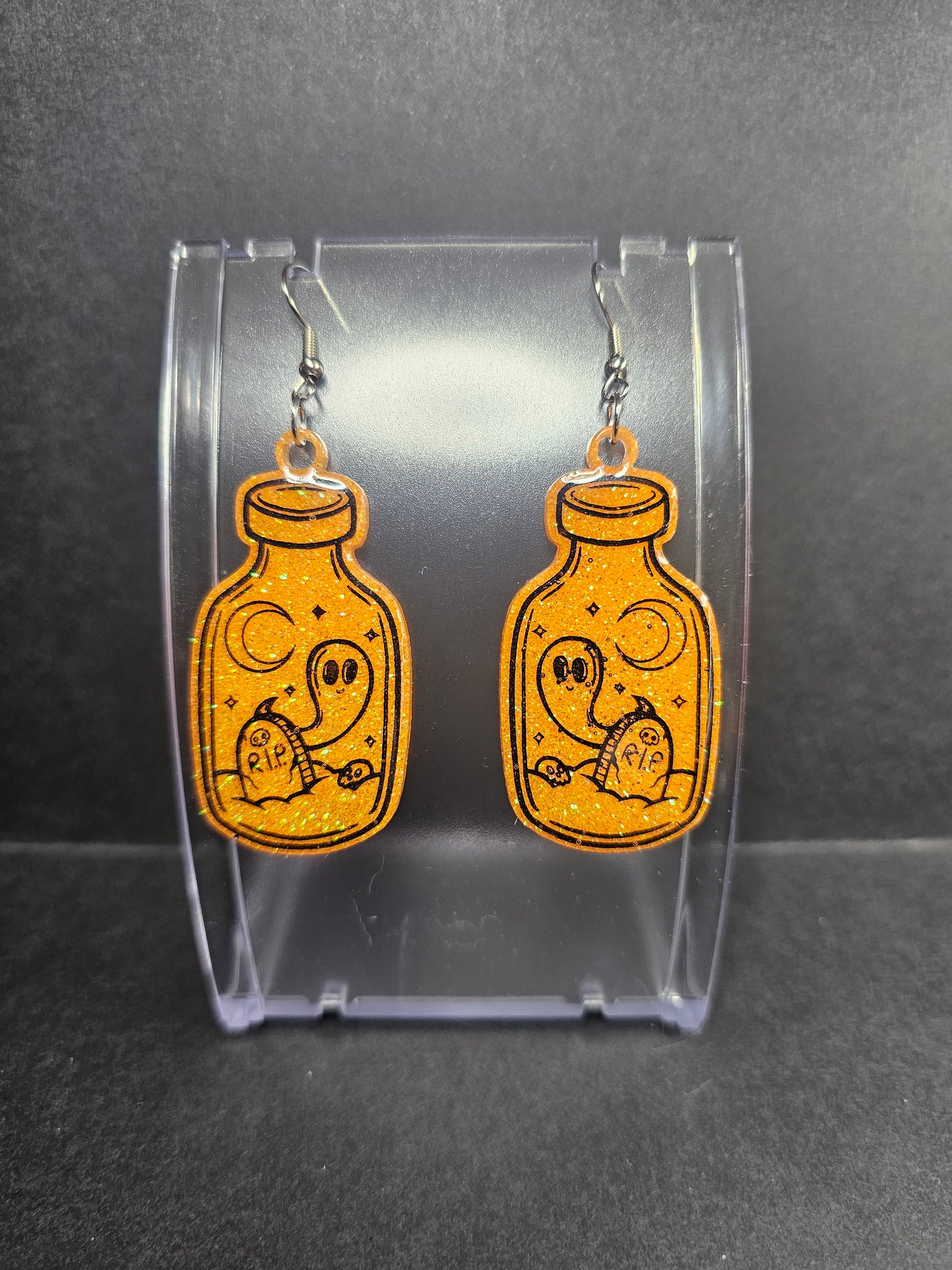Cute Ghosts In Jars Dangle Earrings