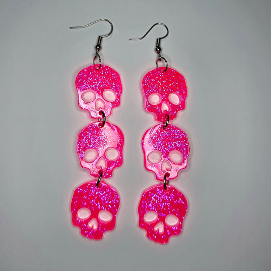 Trio of Skulls Dangle Earrings