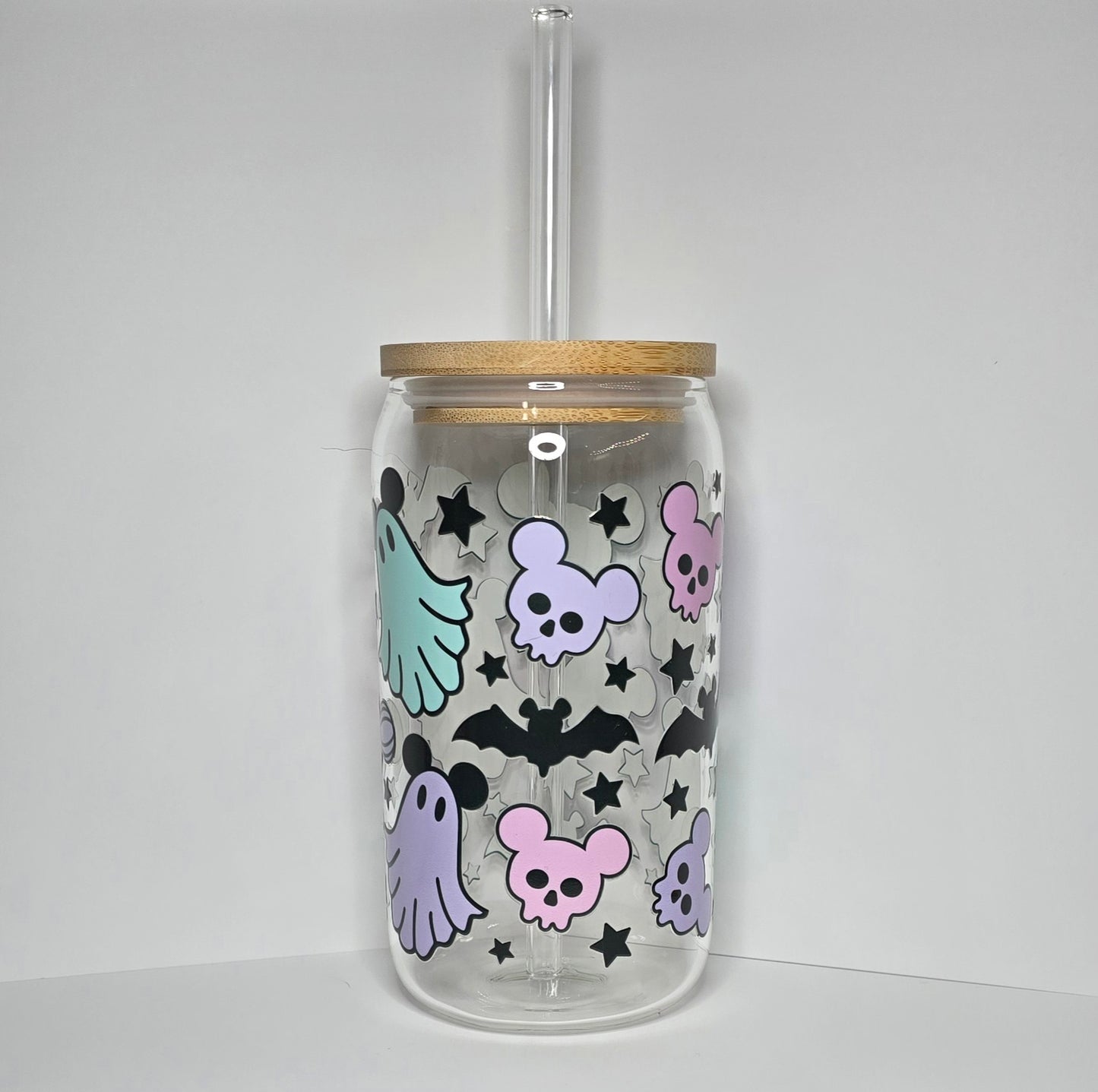 Ghost Mouse 16 oz Glass Can Cup