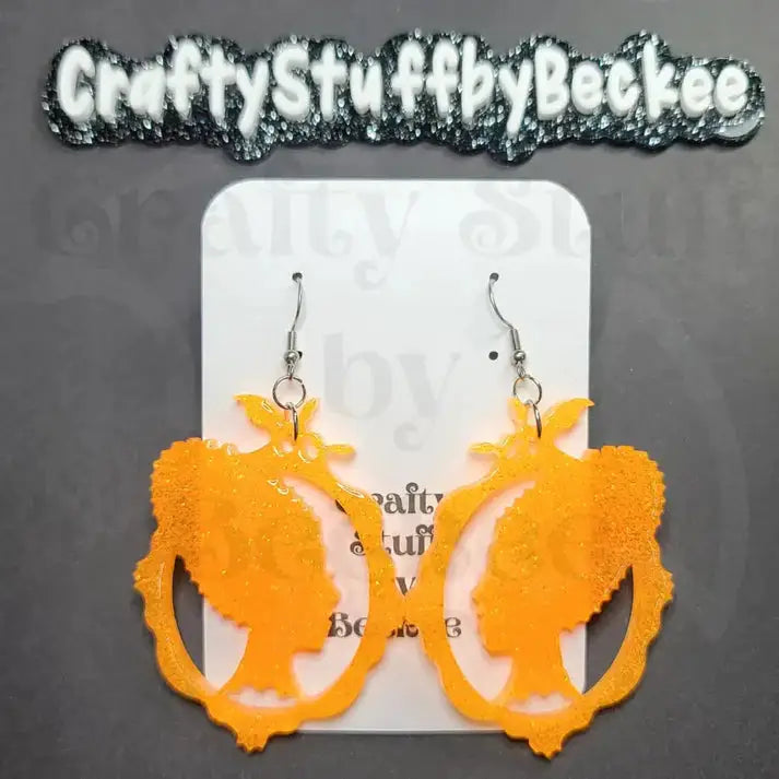 Bride of A Monster Dangle Earrings - Orange - Earrings