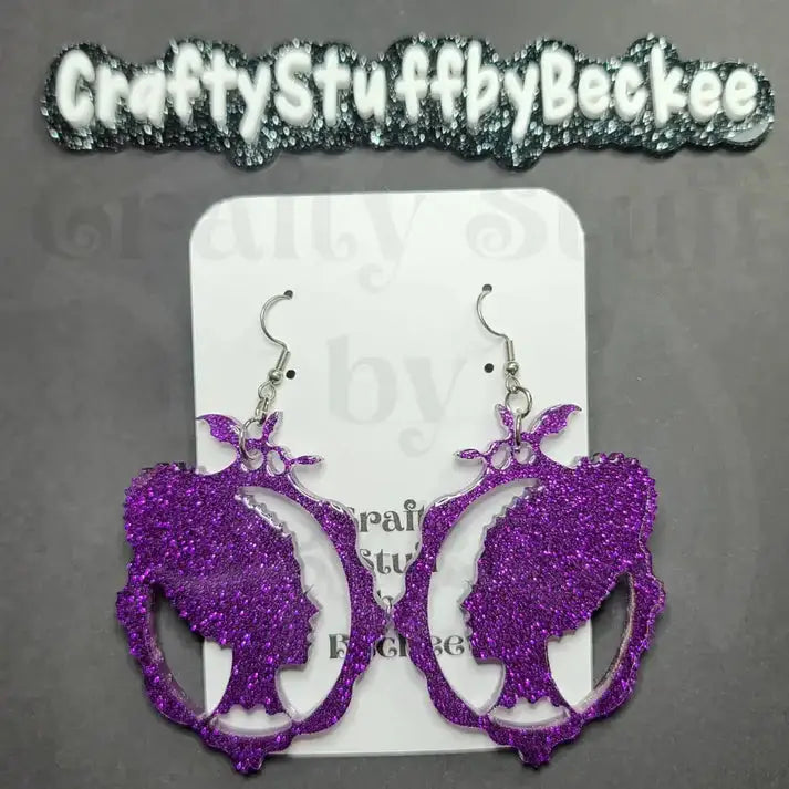 Bride of A Monster Dangle Earrings - Purple #1 - Earrings