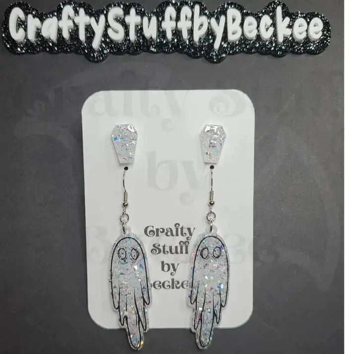 Dangle Ghosts and Coffin Stud Earring Set - Earrings