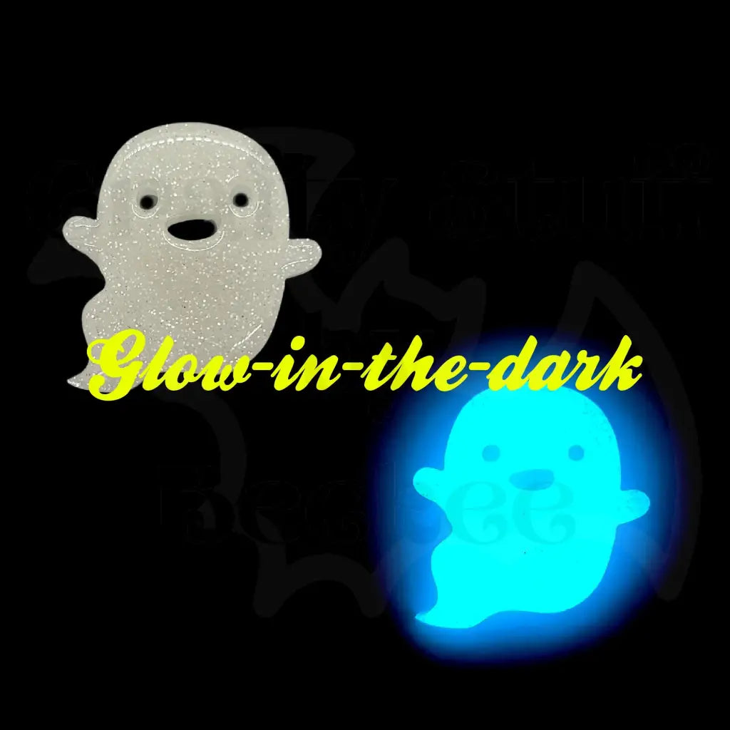Happy Little Ghost Pin - White/Blue Glow