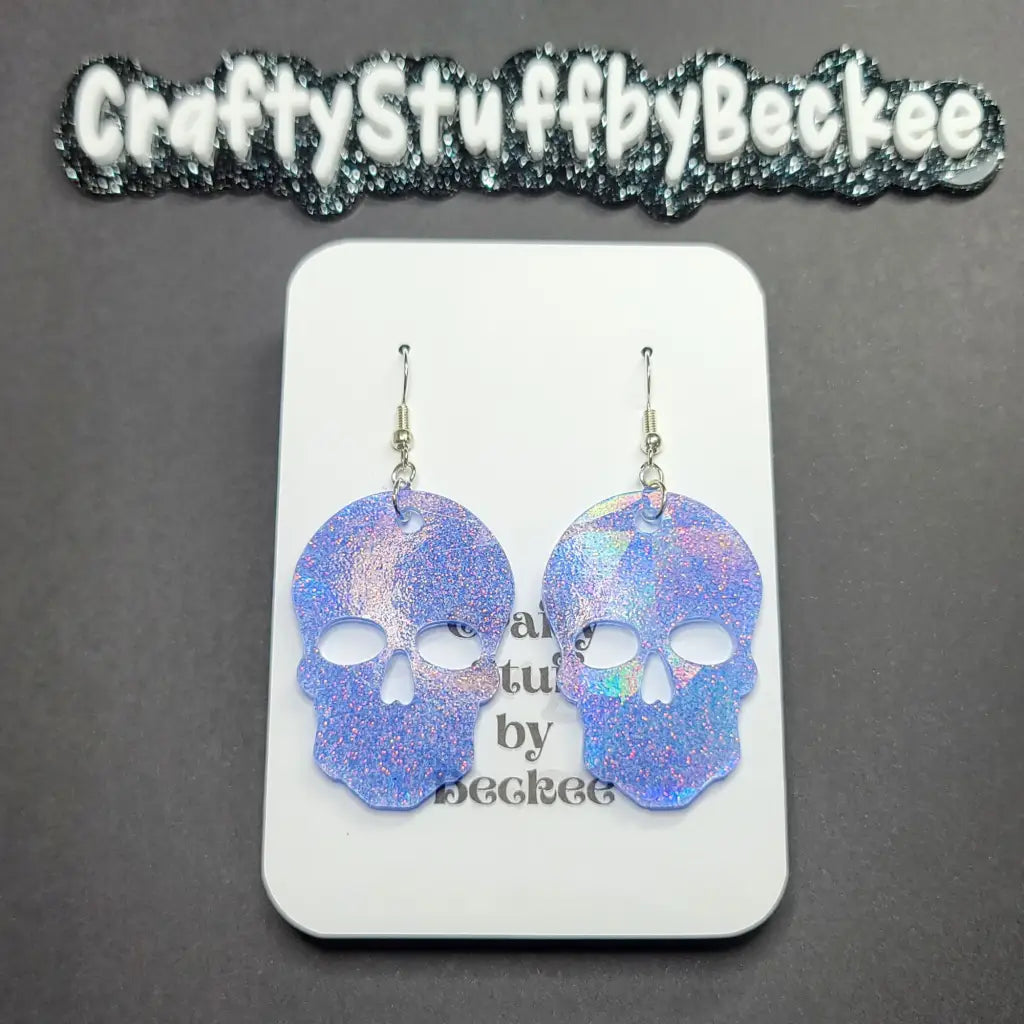 Holographic Skull Dangle Earrings - Earrings