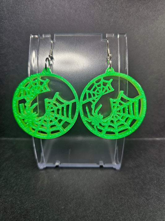 Spiderweb with Spider Dangle Earrings