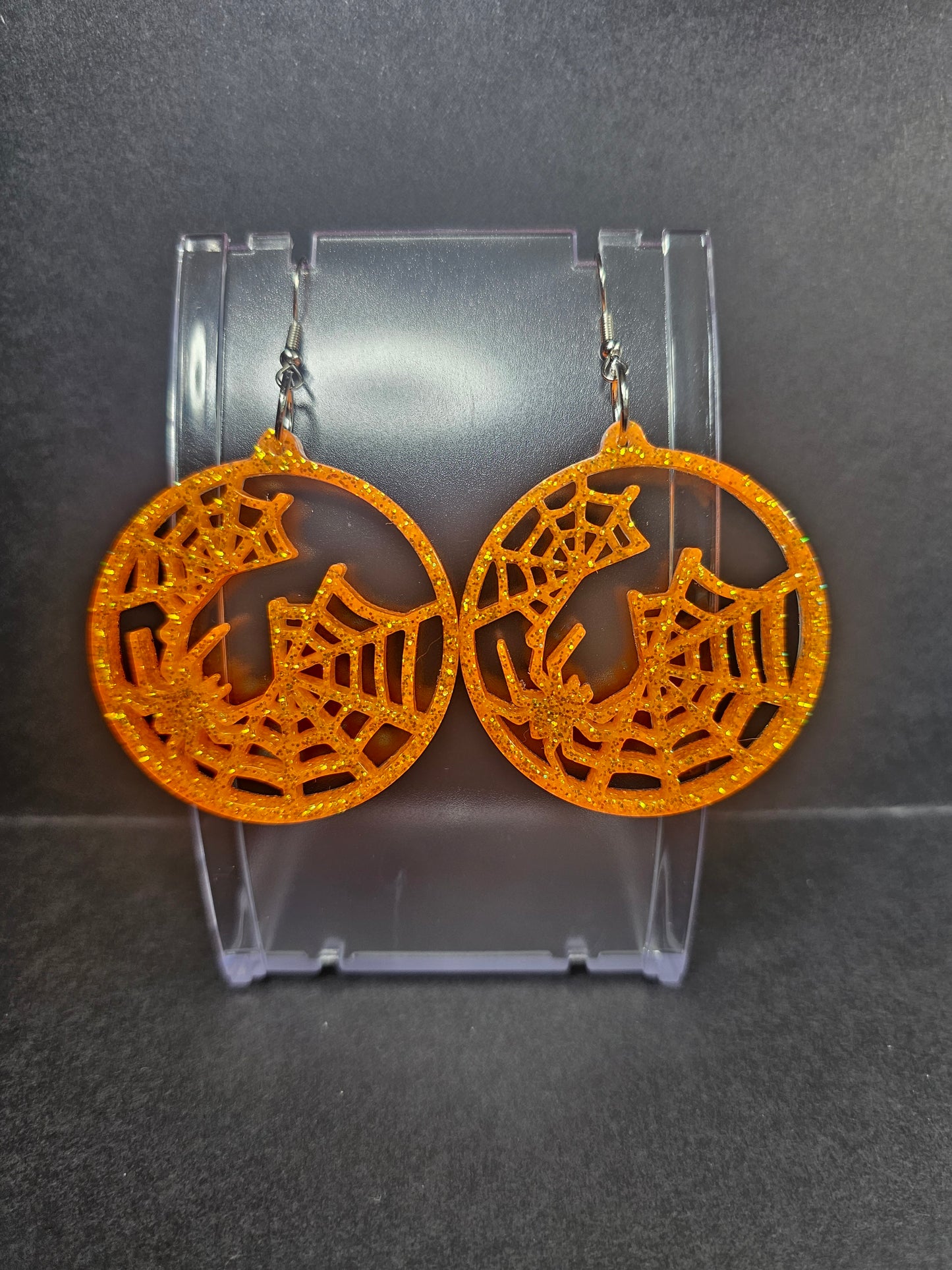 Spiderweb with Spider Dangle Earrings