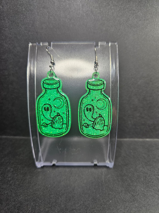Cute Ghosts In Jars Dangle Earrings