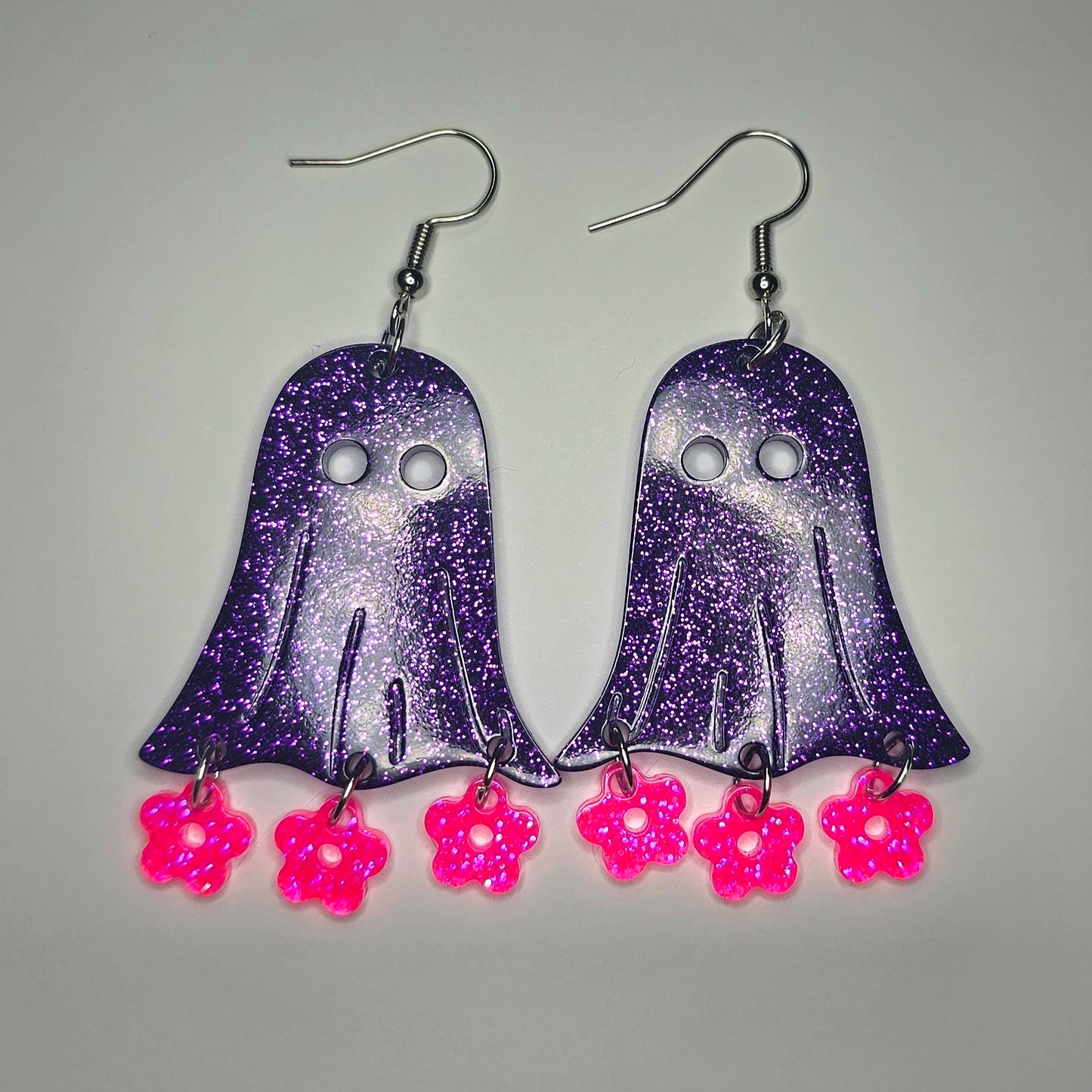 Ghost with Flowers Dangle Earrings