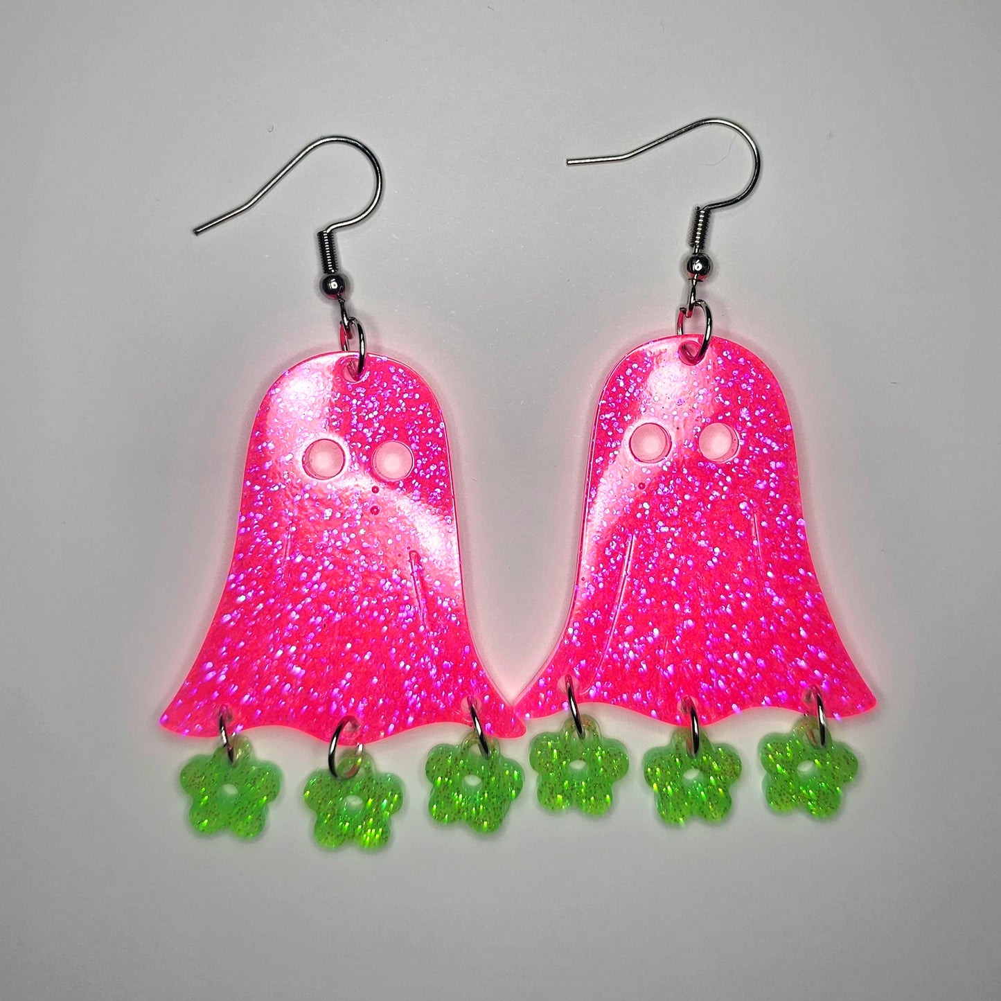 Ghost with Flowers Dangle Earrings