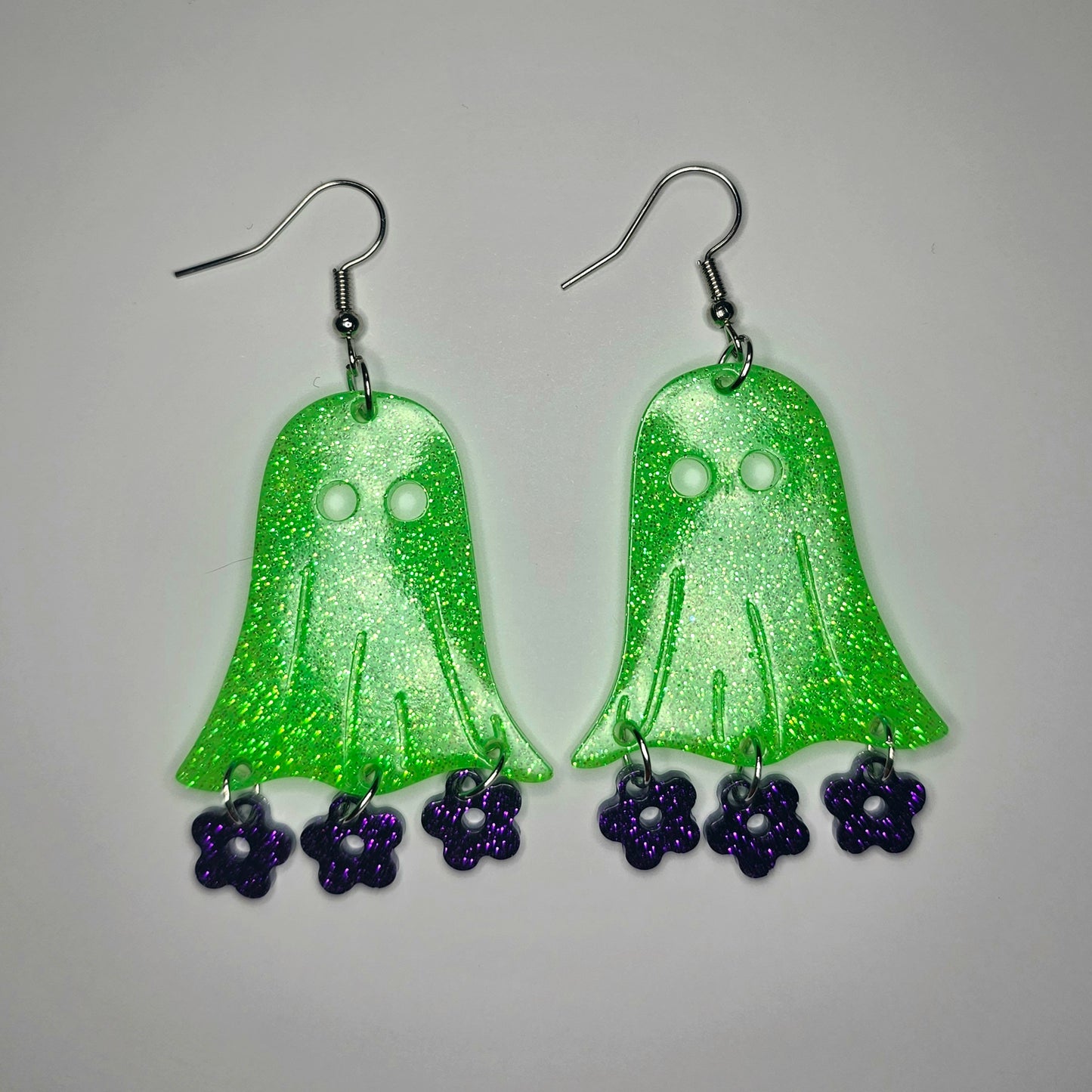 Ghost with Flowers Dangle Earrings