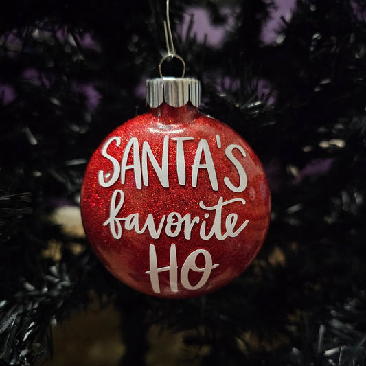 Santa's Favorite Ho Glass Ornament