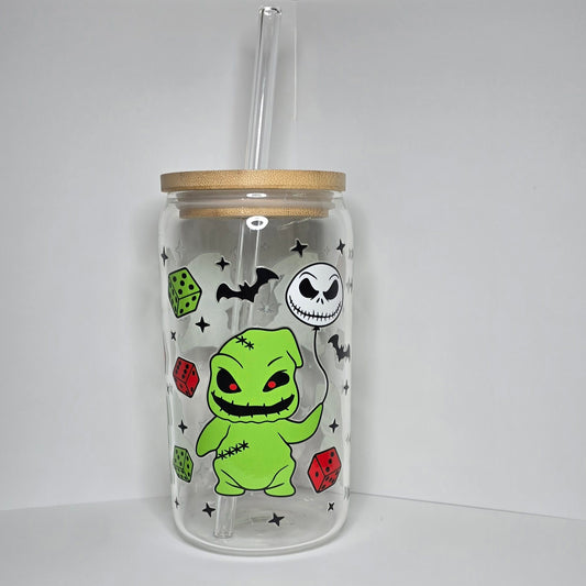 Oogie Boogie 16 oz Glass Can Cup