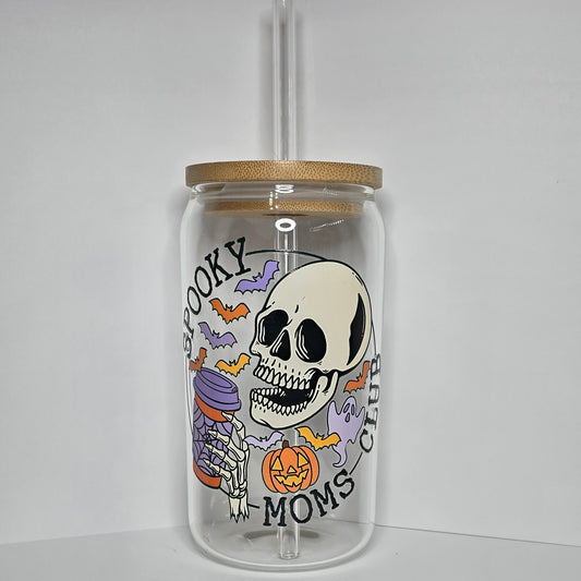 Spooky Moms Club 16 oz Glass Can Cup