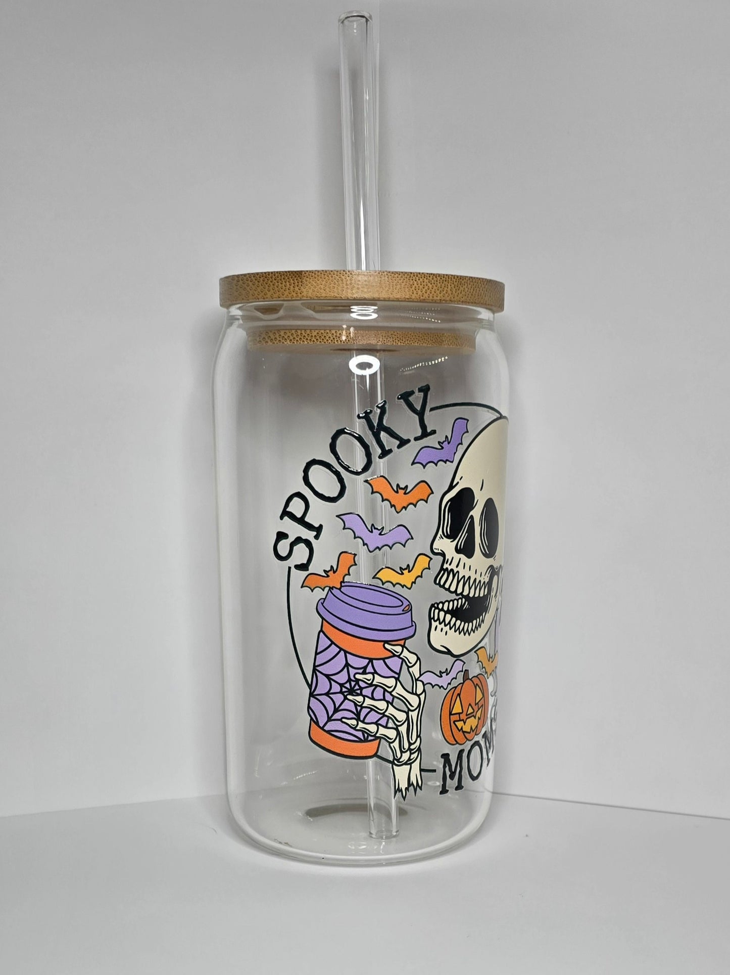 Spooky Moms Club 16 oz Glass Can Cup