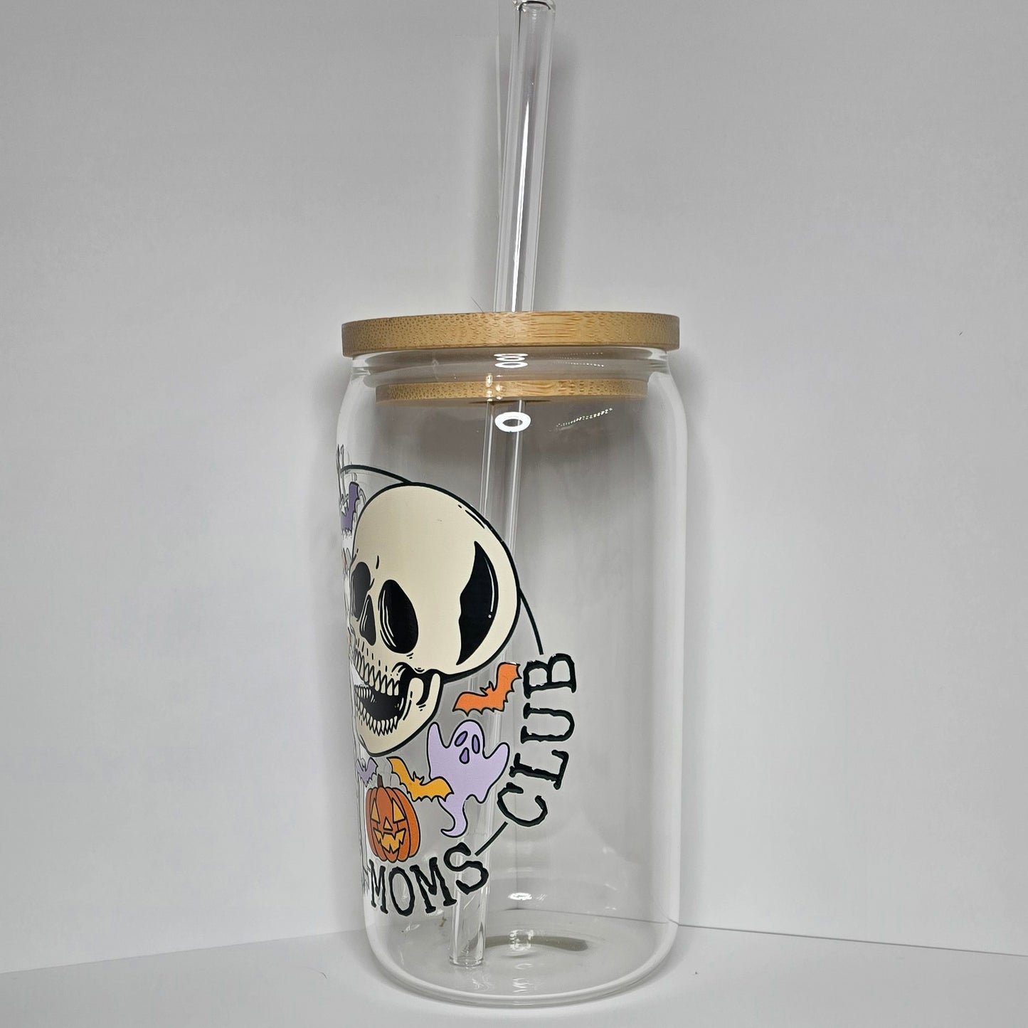 Spooky Moms Club 16 oz Glass Can Cup