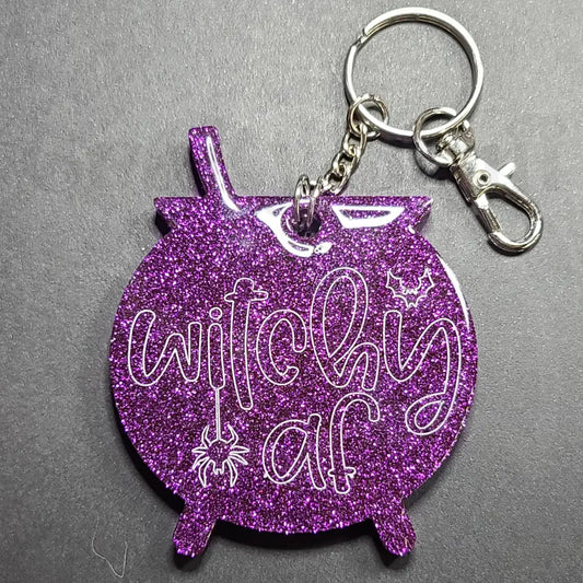 Witchy AF Keychain - Purple - Keychains